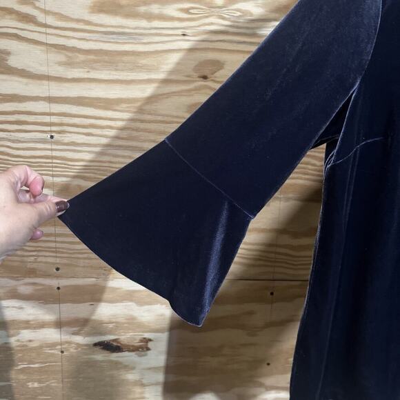 Talbots Velvet Whimsygoth Bell Sleeve Tunic Top Size Large Blue Witchy Fairygoth - Picture 5 of 9